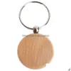 Schlüsselanhänger Lanyards 100 Stück leere runde Holz-Schlüsselanhänger DIY Holzanhänger können Geschenke 230715 gravieren Drop-Lieferung Mode-Accessoires DHE0O