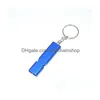 Keychains Lanyards Outdoor Survival Whistle Aluminum Alloy Metal Whistles Double Pipe High Frequency Wilderness Equipment Travel Tool Dhqyr