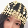 Scene Wear Bell Belly Dance Tiara Metal Costume Hat Women Girls Coined Head Cap för nattklubb Thailand/Indien/Arab Party