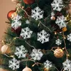 Décorations de Noël 30pcs flocons de neige artificiels blanc paillettes flocon de neige arbre de Noël décoration suspendue pour la maison hiver fête artisanat pendentif