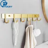 Towel Racks Nordic Matte Gold Bathroom Towel Hook Wardrobe Coat Hook Creative Free Punching Aluminum 4-7 Hooks 230926