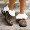 Bottes femmes hiver motif léopard neige air coussiné peluche épaissie mi-longueur coton chaussures en plein air 230830