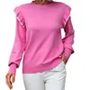 Damessweaters Gegolfde trui Losse effen kleur Ronde hals Packs voor dames Comfortabele kleding Sweatshirts met lange mouwen