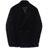 Manteau en laine pour hommes, mélange chaud et épais, noir, Double boutonnage, ample, surdimensionné, en cachemire, vêtements d'extérieur, automne hiver, E35