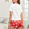 Vêtements de nuit pour femmes Femmes Pyjama Shorts Imprimés de Noël Fille Printemps et été Lâche Deux pièces de haute qualité Lingerie sexy Homewear Set