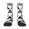 Trójkąty skarpet męskich w czarno -szarym i białym geometrycznym wzorom Unisex Winter Windproof Happy Street Style Crazy Sock