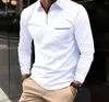 Herenpolo's Polo T-shirts voor heren Mode Veelzijdig Casual Effen Kleur Ritszak Lange mouwen Sport Loszittend overhemd Herfst