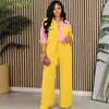 Women's Two Piece Pants Znaiml Fashion Fall Winter Long Sleeve Shirt Top And Wide Leg Set Pockets Color Women Birthday Matching Outfits