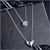 Anhänger Halsketten 925 Sterling Silber Halskette Doppelschichtkette Zirkon Herz Anhänger für Frauen Kolye Choker S-N157 Drop Lieferung Jude OT6DL
