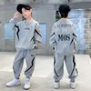 Clothing Sets Boys Contrast Alphabet Lightning SweatshirtSweatpant Children Tracksuit Kids Outfits Jumper Pant Jogger Set For 515 Years 231024