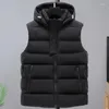 Mannen Vesten Mode Warm Gewatteerd Vest Voor Mannen 2023 Dikke Mouwloze Jassen Capuchon Rits Plus Size Jassen Winter Vest