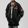 Kurtki męskie Y2K Vintage Jacket Men Letter Hafdery Moto Pu Skórzane kurtki Kobiety Biker Retro Chic Oversize płaszcze czarne białe streetwear 230926