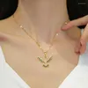 Choker Stainless Steel Chain Phoenix Gorgeous Micro Set Zircon Copper Pendant Necklace Luxury Fashion Jewelry