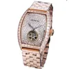 TWF V2 Cintree Curvex Tourbillon automatique montre pour homme pavé de diamants taille baguette cadran bracelet en acier inoxydable Super édition Cris1978