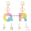 Sleutelhangers Regenbooggradiënt Ster Pailletten Sleutelhangers Letter Naam A-Z Sleutelhangers Acrylhars Hanger Kettinghouder Tas Autobedels Sieraden D Dhvjb