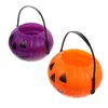 Candle Holders 2 Pcs Glowing Pumpkin Bucket Creative Lantern Lamp Halloween Ornaments Candy Decor Simulated Decoration