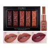 Batom 5 cores / conjunto batom fosco impermeável veludo nude batom lápis sexy vermelho marrom pigmentos lábios maquiagem kit cosmético de longa duração 230925