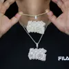 Girocolli ghiacciati Bling Lettera Cappuccio Pendenti per bambini Collane Cubic Zirconia Fascino bicolore per uomo Donna Gioielli Hip Hop 230925