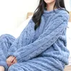 Vêtements de sommeil pour femmes Vêtements de pyjamas thermiques set hivern