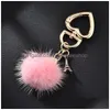 Nyckelringar Artificial Rabbit Fur Ball 14 Styles Fashion Bag Pompom Keychain Car Pendant Charm smycken Party Faovrs Drop Delivery Dhe3q