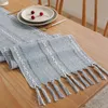 Bordslöpare rustika bordslöpare med handgjorda Tassel Vintage Woven Cotton Linen Table Runner Long For Party Dining Table Decoration 230926