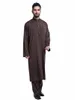 Vêtements ethniques 2pcs musulman hommes col mandarin ramadan dubaï robethobe islamique couleur unie manches longues caftan dégel et pantalon costume