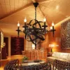 Vintage Retro Candle Pendant Lights Fixture Slagjärn Lof American Living Room El Hanging Lamp Bronze Luminaire Ship Lamps2018