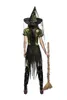 デザイナーテーマコスチュームファジョンセクシーな緑の大人魔女魔術師コスプレドレス女性ファンタジーハロウィーン不規則なゴシックと帽子