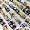 Pierścienie opaski 30pcs Mat Surface 8 mm mężczyzn Kobiety Pierścień ze stali nierdzewnej Złota Sier Sier Black Top Mix Wygodne mężczyzna Unikalny projekt biżuterii Dhlhn