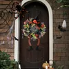 Fiori decorativi Ghirlanda di streghe di Halloween 29,53x15,75 pollici Ghirlanda fatta a mano con due gambe lunghe per la finestra del festival Portico Casa casa stregata