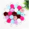 Porte-clés Faux Lapin Fourrure Porte-clés Pompons Pendentif Chaînes Mignon Voiture Fluffy Pom Porte-clés Charme Sac Cadeaux Accessoires Cadeau Drop Livraison Dhhzo