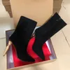 Bottes de créateur classiques avec clous en saule et semelles rouges bottes courtes à bout rond talons plats en cuir noir haut de gamme talons bas talons courts à la mode et simples