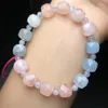 Link Bracelets Natural Morganite Faceted Cube Bracelet String Charms Fashion Personalized Men Women Gemstone Jewelry Lovers Gift 1pcs