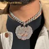 Gargantillas de lujo completa pavimentada Hip Hop helado hacia fuera joyería de los hombres Bling 5A Cubic Zirconia CZ dos tonos rosa color oro camino runna colgante collar 230925