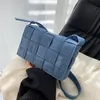 Factory wholesale shoulder bags this year's popular blue denim fabric fashion messenger bag flip woven handbag soft and light western canvas backpack 4534#