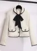 Zweiteiliger Kleid Herbst Winter Französisch Vintage Duft Tweed Sets Office Damen Elegante Bogenkragen Schichten Mini Rock Kleidung 230