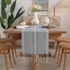 Bordslöpare rustika bordslöpare med handgjorda Tassel Vintage Woven Cotton Linen Table Runner Long For Party Dining Table Decoration 230926