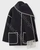 Designer Women Jackets Womens Contrast Trim Scarf Casual Elegant Vintage Winter Jacket Tweed Coat