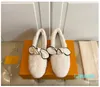 plush shoes Boots Outsole Classic letter warm flat shoes Knot decoration