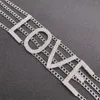 Gülüş Parlak Kristal Geometrik Mektup Aşk Kolye Beyanı Jikle Ring Kadın Mücevherleri Rhinestone Çok Boyun Jewe