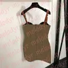 Women Sexy Hollow Dress Letter Print Sling Skirt Designer Bandeau Square Neck Dresses Sleeveless Skirt Streetwear