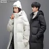 Men's Down Parkas XK S-3xl Mens White Duck Down Jacket Winter Male Coats Zipper Long Style Solid Hooded Thicken Windproof Outerwear Clothes Hy169 L230927