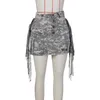 Kjolar kamouflage tryckt tassel lapptäcke mini kvinnor sommar mode hög midje knapp höfter lindade y2k bottnar hipster streetwear