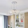 Lampes suspendues Lustre moderne cristal LED lustres éclairage salle à manger Chrome métal lustre lumières Foyer luminaire suspendu luminaire