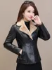 Women's Leather Faux Leather Aelegantmis Autumn Winter Warm Faux Fur Coat Women Leather Jacket Ladies Slim Moto Biker Basic Jackets Plush Casual Outerwear 230926