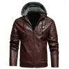 Männer Pelz Fleece Liner PU Leder Jacken Mäntel Mit Kapuze Herbst Winter Casual Motorrad Jacke Für Männer Windjacke Biker