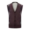 Mäns västar Plaid Mens Sticked Wool Cardigan Vest Button Autumn and Winter Sweater With Pocket Cut Out Padded Jumper Man Top