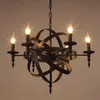 Vintage Retro Candle Pendant Lights Fixture Wrought Iron Lof American Living Room El Hanging Lamp Bronze Luminaire Ship Lamps253I