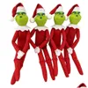 Christmas Decorations 30Cm Red Green S Doll Plush Toys Monster Elf Soft Stuffed Dolls Xmas Tree Decoration With Hat For Children Dro Ott6W