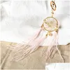 Key Rings Pearl Feather Chains Holder Dreamcatcher Pendants Car Keychain Keyrings For Girls Women Bag Hanging Fashion Charm Drop Deliv Dh9Ld